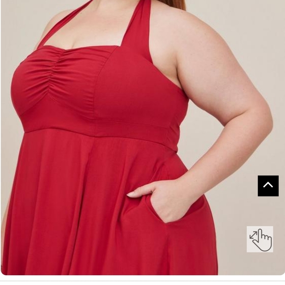 NWT Retro Halter Midi Swing Dress - Challis Red - Picture 3 of 7